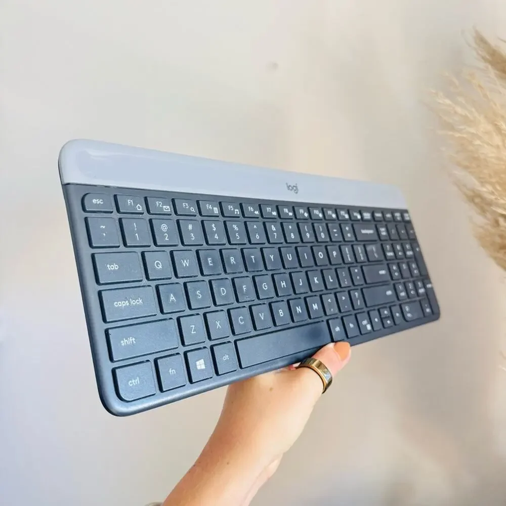 LOGITECH Black Grey MK470 Compact Slim Full-size Wireless Scissor Keyboard